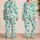 Mint Green Tropical Leaves for Relaxed Coastal Getaways and Everyday Summer Style Satin Pajamas Set - 2