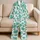 Mint Green Tropical Leaves for Relaxed Coastal Getaways and Everyday Summer Style Satin Pajamas Set - 5