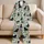 Black Cats, Teal Leaves And Coral Berries For Cozy Forest Lounging Satin Pajamas Set - 5