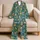 Teal Botanical Leaves and Golden Pineapples for Relaxed Spring and Summer Lounging at Home Satin Pajamas Set - 5