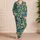 Teal Botanical Leaves and Golden Pineapples for Relaxed Spring and Summer Lounging at Home Satin Pajamas Set - 4
