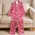 Blush Heart Motif For Cozy Romantic Evenings And Sweet Valentine Moments Satin Pajamas Set - 5
