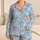 Cute Blue and Pink Baby Rabbits for Cozy Lounging and Sweet Gift Giving Satin Pajamas Set - 1