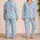 Cute Blue and Pink Baby Rabbits for Cozy Lounging and Sweet Gift Giving Satin Pajamas Set - 2