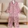 Blush Heart And Eyelash Motifs For Cozy Valentine's Day Lounging Gift For Her Satin Pajamas Set - 5