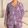 Soft Lavender Crescent Moons and Stars for Cozy Bedtime Calm and Dreamy Evenings Satin Pajamas Set - 1