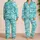 Turquoise Dragonfly and Tie-Dye Motifs for Relaxed Summer Lounging and Gift Giving Satin Pajamas Set - 2
