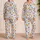 Croissant Cherry Blossom Motifs For Cozy Weekend Mornings And Sweet Gift Giving Satin Pajamas Set - 2