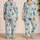 Sea Turtle And Seaweed Coastal Motif For Relaxing Summer Evenings By The Shore Satin Pajamas Set - 2