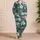 White Hibiscus and Teal Palm Leaves for Relaxed Tropical Island Holiday Escapes Satin Pajamas Set - 4