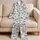 Blue Butterfly Vine Botanical Motif for Breezy Summer Resort and Holiday Style Satin Pajamas Set - 5
