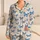 Blue Butterfly Vine Botanical Motif for Breezy Summer Resort and Holiday Style Satin Pajamas Set - 1