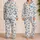 Blue Butterfly Vine Botanical Motif for Breezy Summer Resort and Holiday Style Satin Pajamas Set - vpnsqz1ocn