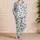 Blue Butterfly Vine Botanical Motif for Breezy Summer Resort and Holiday Style Satin Pajamas Set - 4
