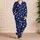 Navy Red and White Five-Point Stars for Coastal Holiday Lounging and Summer Evenings Satin Pajamas Set - 4