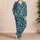 Japanese Indigo Ocean Waves for Relaxed Coastal Evenings and Summer Getaways at Home Satin Pajamas Set - 4