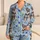 Blue Schnauzer and Wildflower Artwork for Cozy Nights and Relaxed Weekends Satin Pajamas Set - 1