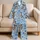Blue Schnauzer and Wildflower Artwork for Cozy Nights and Relaxed Weekends Satin Pajamas Set - 5