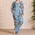 Blue Schnauzer and Wildflower Artwork for Cozy Nights and Relaxed Weekends Satin Pajamas Set - 4