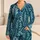 Teal Tropical Leaf Veins for Relaxed Coastal Getaways and Summer Lounging Satin Pajamas Set - 1