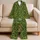 Olive Tropical Blooms for Relaxed Beach Getaways and Laid-Back Summer Escapes Satin Pajamas Set - 5