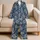 Navy Ivory Paisley Motifs for Relaxed Coastal Summer Getaways Satin Pajamas Set - 5