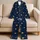 Golden Starry Sky Navy Nighttime Style for Relaxed Summer Lounging Satin Pajamas Set - 5