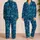Blue Palm Fronds and Monstera Leaves for Tropical Summer Getaways Satin Pajamas Set - 2