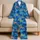 Tropical Palm Trees and Shark Silhouettes for Sunny Beach Getaways Satin Pajamas Set - 5