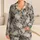 Modern Gray Chrysanthemum Blooms and Golden Berries for Relaxed Coastal Weekends Satin Pajamas Set - 1