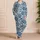 Blue Mandala Floral Motifs for Relaxed Coastal Evenings and Weekend Lounge Style Satin Pajamas Set - 4