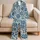 Blue Mandala Floral Motifs for Relaxed Coastal Evenings and Weekend Lounge Style Satin Pajamas Set - 5