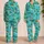 Tropical Palm Trees and Ocean Waves for Relaxed Island Getaways and Beachside Lounging Satin Pajamas Set - 2