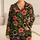Tropical Hibiscus, Palm Fronds and Shark Jaws for Relaxed Coastal Summer Evenings Satin Pajamas Set - 1