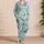 Blue-Green Octopus and Fish Motifs for Relaxed Coastal Getaways and Summer Lounging Satin Pajamas Set - 4