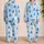 Blue Octopus and Little Fish for Relaxed Coastal Getaways and Ocean Lovers Satin Pajamas Set - 2