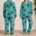 Blue Octopus and Orange Fish Ocean Scene for Relaxed Coastal Getaways Satin Pajamas Set - 2