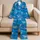 Blue Purple Shark Ocean Style for Coastal Getaways and Summer Adventures for Men Satin Pajamas Set - 5