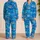 Blue Purple Shark Ocean Style for Coastal Getaways and Summer Adventures for Men Satin Pajamas Set - 2