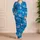 Blue Purple Shark Ocean Style for Coastal Getaways and Summer Adventures for Men Satin Pajamas Set - 4