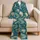 Deep Teal Palm Fronds for Relaxed Tropical Getaways and Refined Resort Living Satin Pajamas Set - 5