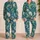Deep Teal Palm Fronds for Relaxed Tropical Getaways and Refined Resort Living Satin Pajamas Set - 2