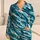 Distressed Teal Ocean Stripes for Tropical Getaways and Relaxed Summer Lounging Satin Pajamas Set - 1