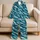 Distressed Teal Ocean Stripes for Tropical Getaways and Relaxed Summer Lounging Satin Pajamas Set - 5