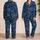 Navy Tropical Monstera and Palm Leaves for Relaxed Summer Lounging Satin Pajamas Set - 2