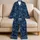 Navy Tropical Monstera and Palm Leaves for Relaxed Summer Lounging Satin Pajamas Set - 5