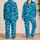 Turquoise Hibiscus And Ocean Wave Motifs For Relaxed Tropical Getaways And Coastal Living Satin Pajamas Set - 2