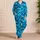Turquoise Hibiscus And Ocean Wave Motifs For Relaxed Tropical Getaways And Coastal Living Satin Pajamas Set - 4