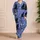 Black Cat Among Violet Flowers for Relaxed Coastal Evenings and Cozy Cat Lovers Everywhere Satin Pajamas Set - 4