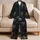 Armored Fantasy Mask Motifs For Bold Lounge Style And Weekend Relaxation Satin Pajamas Set - 5